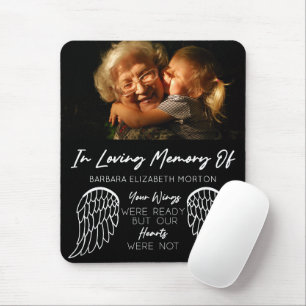 Angel Wings Black Custom Photo Memorial Gift Mouse Pad