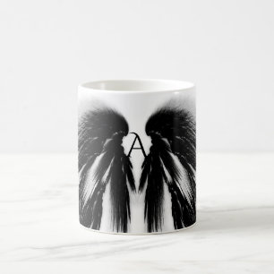 ANGEL WINGS Black Grey Monogram Coffee Mug