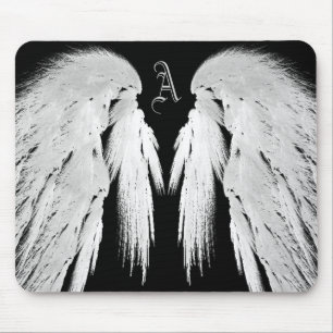 ANGEL WINGS Black Monogram Mouse Pad
