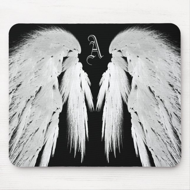ANGEL WINGS Black Monogram Mouse Pad (Front)