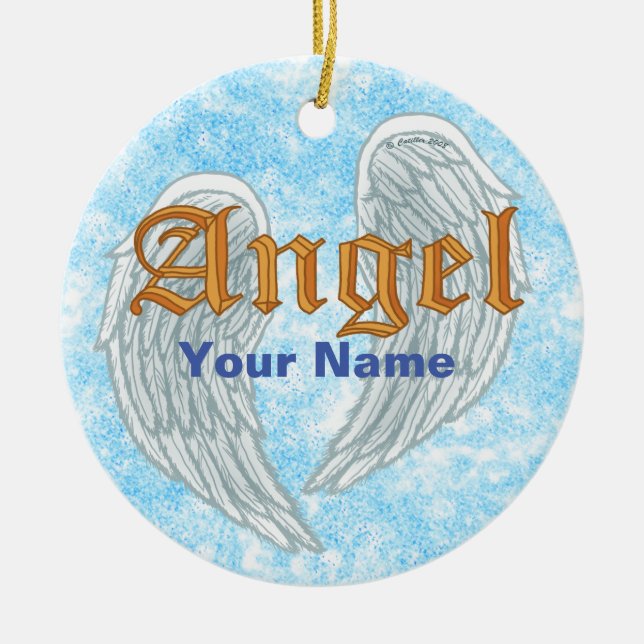 Angel Wings  Ceramic Ornament (Front)