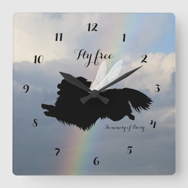 Angel Wings Chihuahua Memorial Wall Clock (Front)