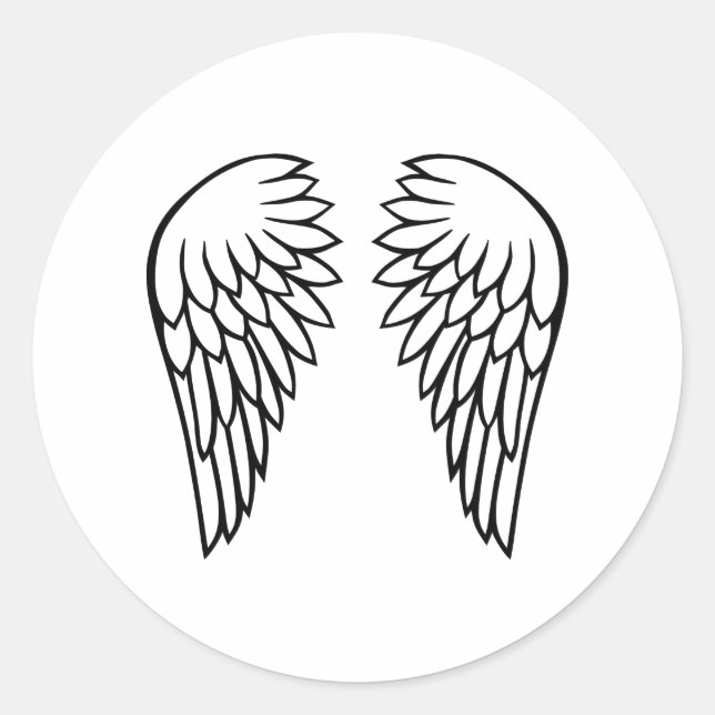 Angel wings classic round sticker (Front)