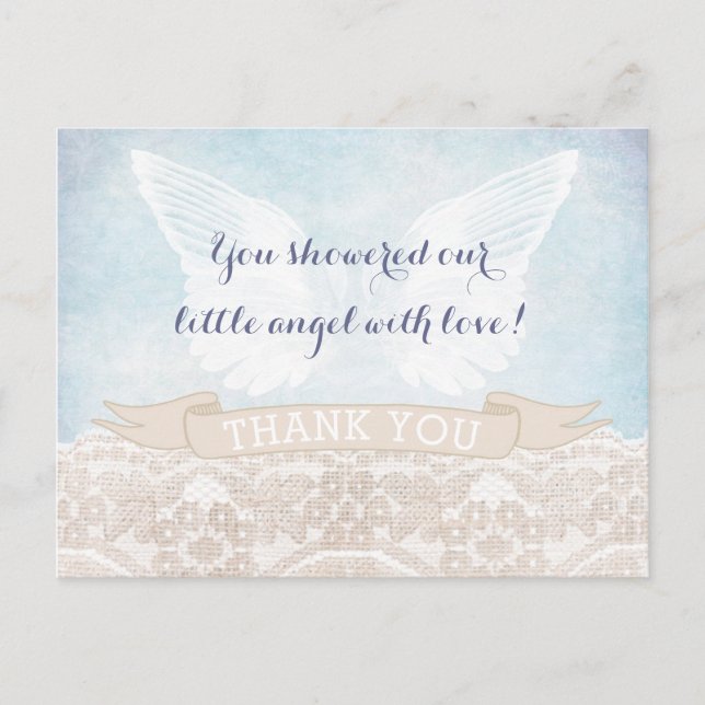 Angel Wings Confirmation Thank You Card for Boy (Front)