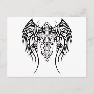 Angel Wings Cross Pattern Postcard