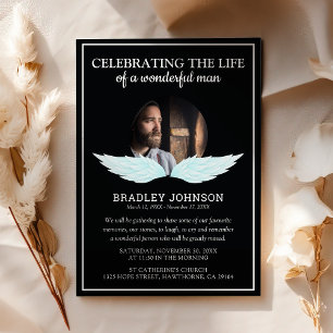 Angel Wings Custom Photo Funeral Invitation