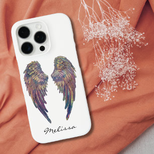 Angel Wings, Cute Whimsical Metallic Custom iPhone 16 Pro Case
