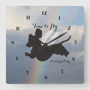 Angel Wings Dachshund Memorial Wall Clock