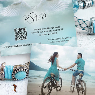 Angel Wings Dream Cloud QR Code Wedding RSVP Card