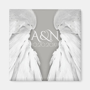 ANGEL WINGS Elegant Grey Save the Date Magnet
