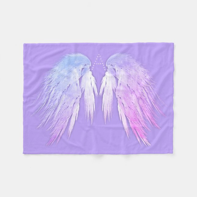 ANGEL WINGS Fairy Purple Monogram Fleece Blanket (Front (Horizontal))