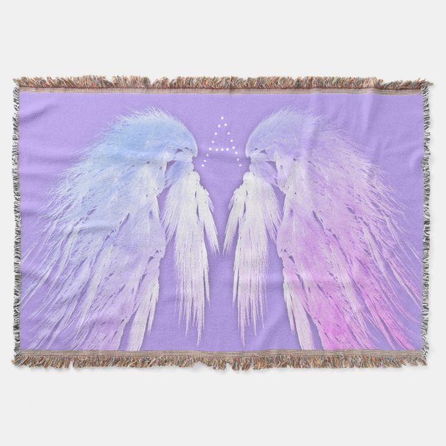 ANGEL WINGS Fairy Purple Monogram Throw Blanket (Front)