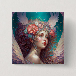 Angel Wings Fantasy Art 15 Cm Square Badge