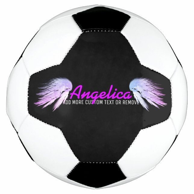 ANGEL WINGS Fantasy Colour with Purple Name Soccer Ball (Front)