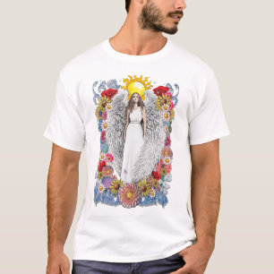 Angel Wings Flowers and Feathers T-Shirt