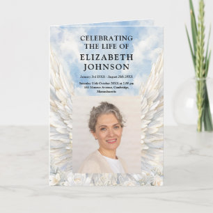 Angel Wings Funeral Memorial Order Of Service Program