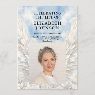 Angel Wings Funeral Memorial Order Of Service Program