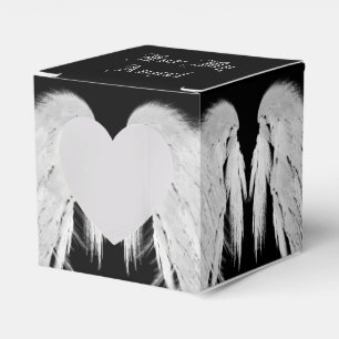 ANGEL WINGS Grey Touched Feathers Custom Message Favour Box