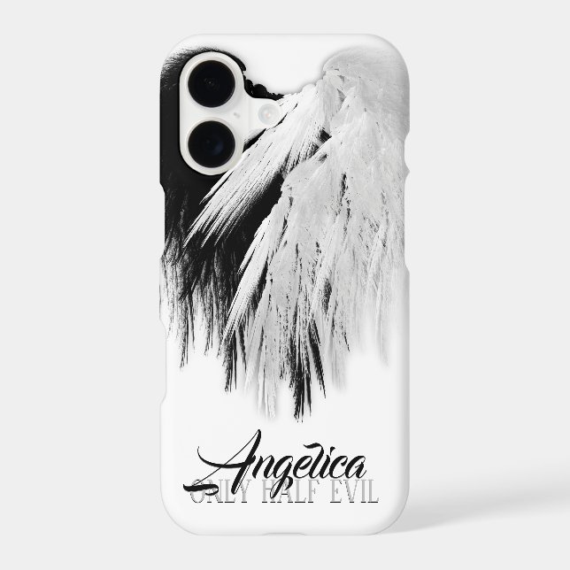 ANGEL WINGS HEART Black+White Only Half Evil Funny (Back)
