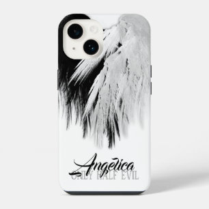 ANGEL WINGS HEART Black+White Only Half Evil Funny iPhone 14 Case