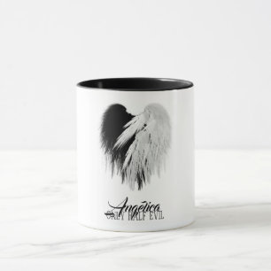 ANGEL WINGS HEART Black+White Only Half Evil Funny Mug