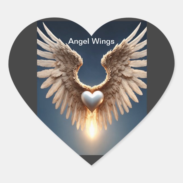 Angel Wings Heart Sticker (Front)