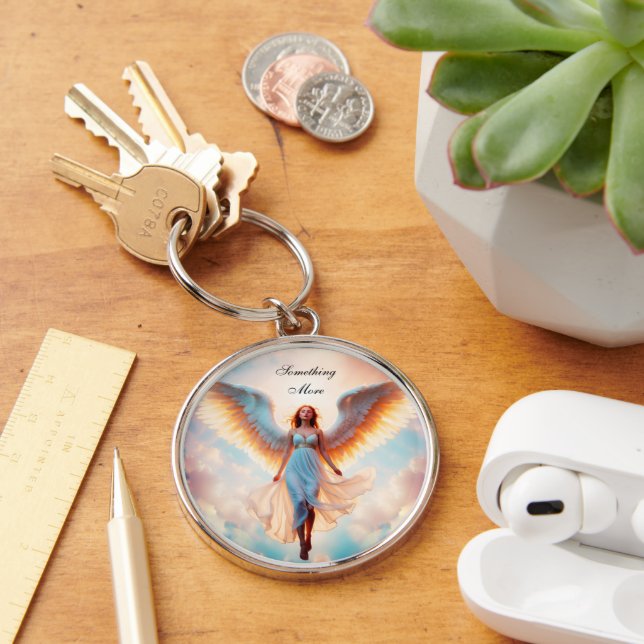Angel wings heaven divine gold beautiful fly key ring (Desk)