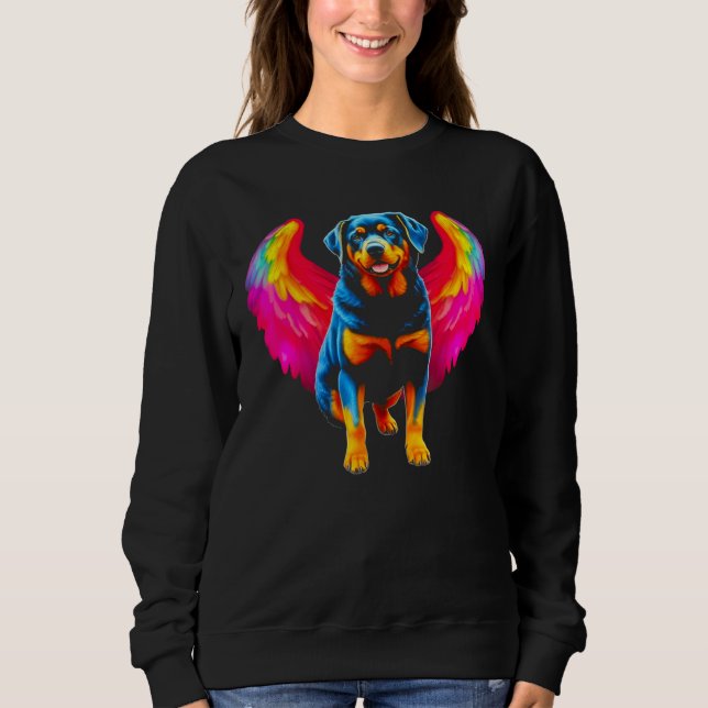 Angel Wings Heaven Pop Rottweiler Dog Sweatshirt (Front)