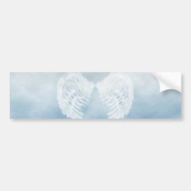Angel Wings in Cloudy Blue Sky Bumper Sticker (Front)