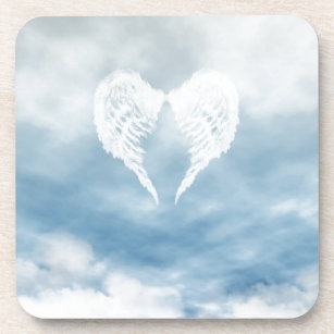 Angel Wings in Cloudy Blue Sky Coaster