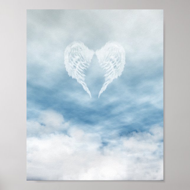 Angel Wings in Cloudy Blue Sky Poster (Front)