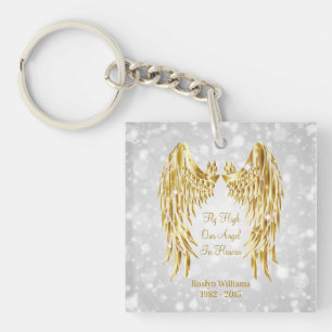 Angel Wings Memorial Loss of Loved One Photo Key Ring