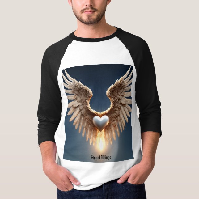 Angel Wings Men's Basic 3/4 Sleeve Raglan T-Shirt (Front)