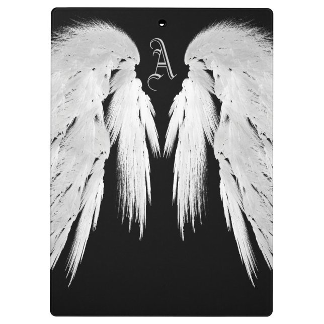 ANGEL WINGS Monogram Black Clipboard (Back)