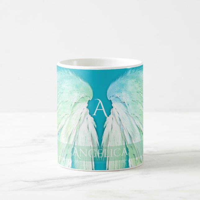 ANGEL WINGS Monogram Name Fresh Ombre Coffee Mug (Center)