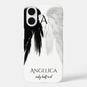 ANGEL WINGS 'Only Half Evil' Monogram Funny iPhone 16 Case