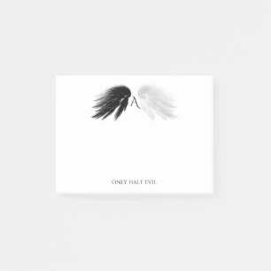 ANGEL WINGS 'Only Half Evil' Monogram Funny Post-it Notes