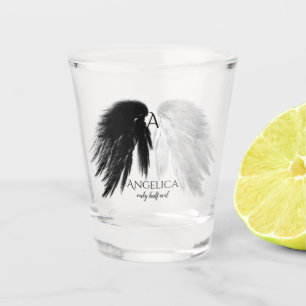 ANGEL WINGS 'Only Half Evil' Monogram Funny Shot Glass
