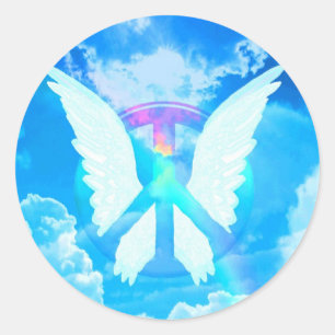 Angel Wings & Peace Classic Round Sticker