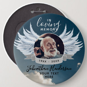 Angel Wings Photo Loving Memory Funeral/Memorial 6 Cm Round Badge