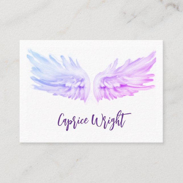 Angel wings purple psychic business card (Front)