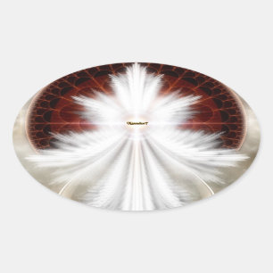 Angel Wings Snowflake Fractal Art Oval Sticker
