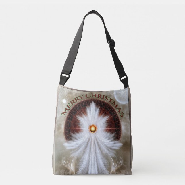 Angel Wings Snowflake Merry Christmas Crossbody Bag (Front)