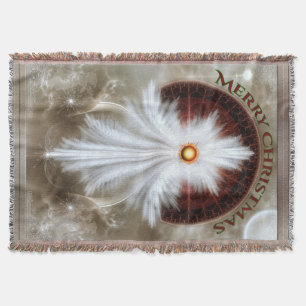 Angel Wings Snowflake Merry Christmas Throw Blanket
