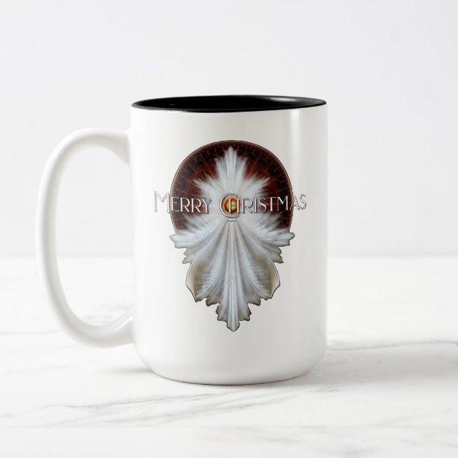 Angel Wings Snowflake Merry Christmas TW ISO Two-Tone Coffee Mug (Left)