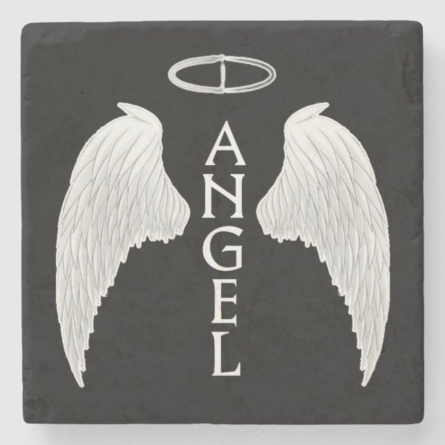 Angel wings stone coaster (Front)