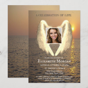 Angel Wings  Sunset Photo Celebration Of Life Invitation