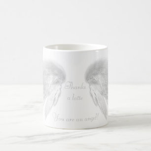 ANGEL WINGS 'Thanks a latte' Coffee Pun Coffee Mug