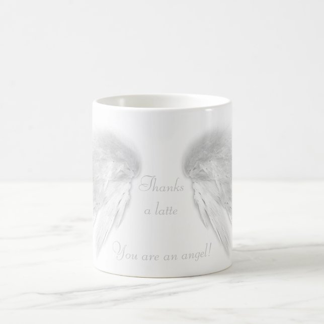ANGEL WINGS 'Thanks a latte' Coffee Pun Coffee Mug (Center)