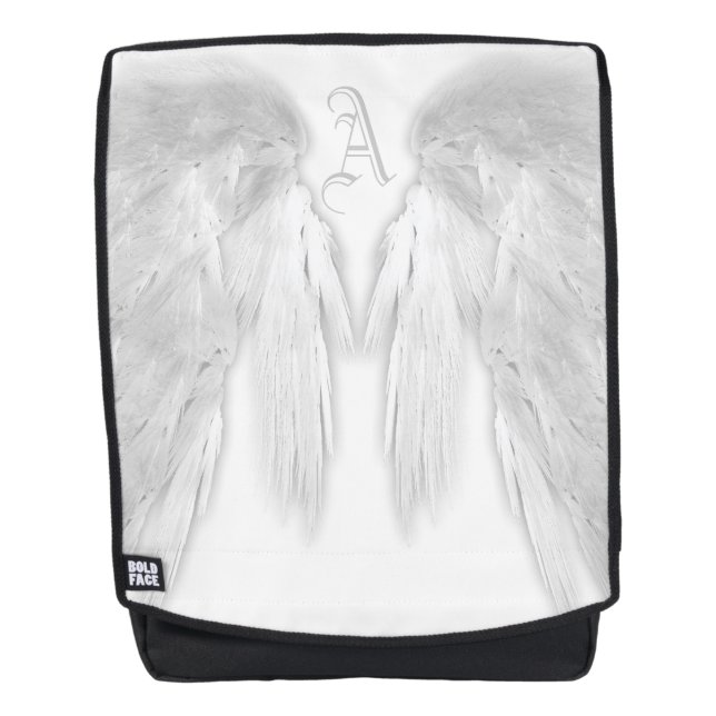 ANGEL WINGS White Custom Monogram Backpack (Front)